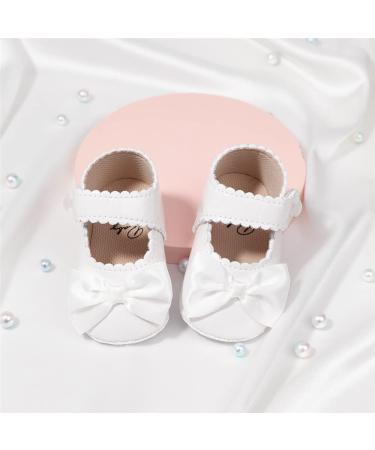 Sonsage Infant Baby Girls Bowknot Mary Jane Toddler Shoes | Anti-Slip Princess Wedding Dress Flats | 12-18 Months, White - Buy Online on GoSupps.com