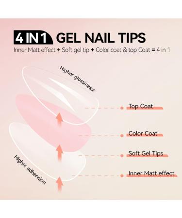 Gelike EC 240PCS Colored Gel X Nail Tips Medium Almond 2 in 1 X-Coat Tips - Sheer Nude | 12 Sizes for Salon & Home DIY - Buy Online on GoSupps.com