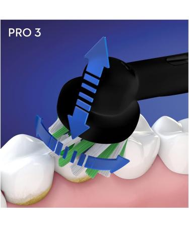 Oral-B Pro 3 3000 CrossAction Electric Toothbrush - 3 Cleaning Modes 360 Pressure Sensor Perfect Gift for Men & Women - Sleek Black Design - Buy Online on GoSupps.com