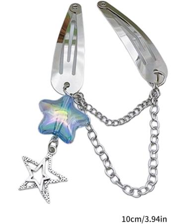 hgnxa Star Chain Pendent Hair Clip Hairpin with Pentastar Decoration Colorful Hair Barrette for Girls Style Ornaments Blue - Buy Online on GoSupps.com