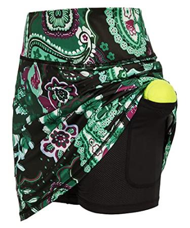 JACK SMITH Women's Active Athletic Skorts Exercise Skirt with Pocket for Tennis Golf Sport Workout Cashew Flower Print# Medium