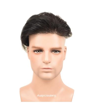 AuspiciousWig Human Hair Men's Toupee - 6x8 Inch Thin Skin Hair Replacement System in Natural Colour - Buy Online on GoSupps.com