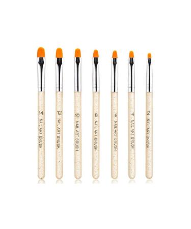 Aoshang 7Pcs Uv Gel Nail Brush, Poly Extension Gel Brush, Nail Art Tips Builder Brush Nail Painting Brush Pen Set(No.2/4/6/8/10/12/14)