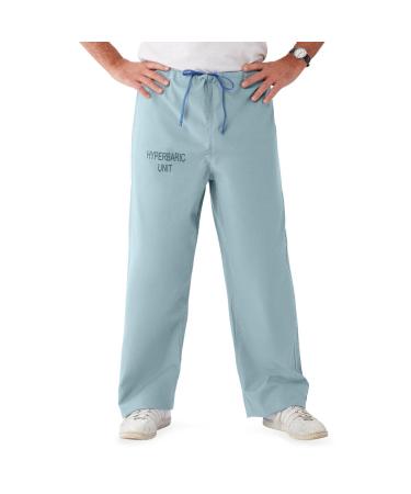 Medline 100%-Cotton Unisex Reversible Hyperbaric Drawstring Scrub Pants Misty Size 3XL Regular Inseam