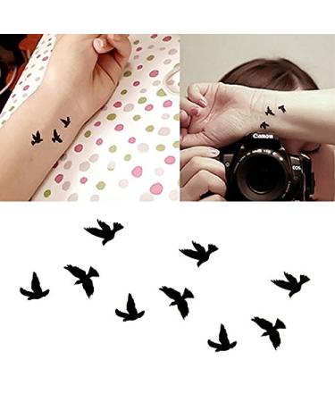 Oottati Small Cute Temporary Tattoo Black Bird (Set of 2)