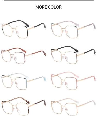 Clear Vision Blue Light Blocking Readers - Metal Frame Big Mirror Glasses 3.00 C8 | International Shipping - Buy Online on GoSupps.com