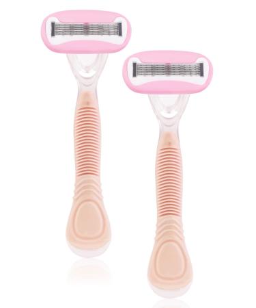 Disposable Razors for Women 5-Blade Full Body Razor Single Pack of 2 Razors Pink