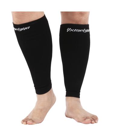 XXL Plus Size Calf Compression Sleeves Men & Women  Wide Calf Leg Compression Sleeves for Shin Splints Leg Pain Relief support - Perfect Calf Sleeves for Varicose Veins  Swelling  Seniors  Travel  Sports Black XX-Large