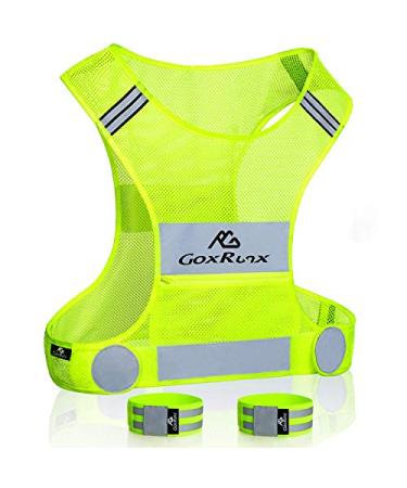 GoxRunx Reflective Vest Running Gear,Lightweight Reflective Safety Vests with Arm Bands Small Green