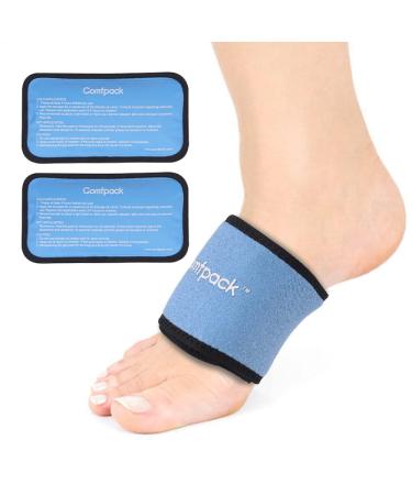 Comfpack Cold Therapy Wrap with 2 Packs for Pain Relief Reusable Gel Ice Packs for Foot Plantar Wrist Ankle Great for Sprains Muscle Pain Bruises Injuries