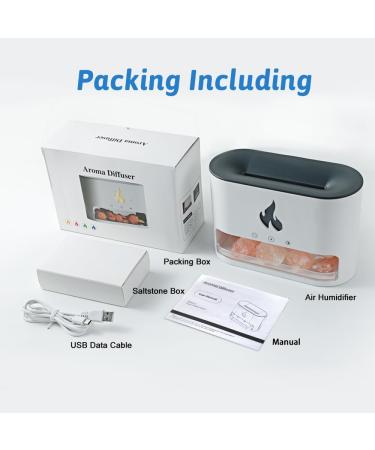 TIDYARD Aroma Diffuser & Crystal Salt Flame Effect - 250ml USB Humidifier with Night Light | Noiseless Cool Fog for Bedrooms Yoga & Office - Black - Buy Online on GoSupps.com