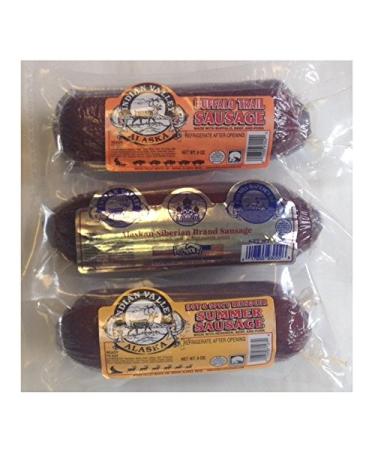 INDIAN VALLEY MEATS SAUSAGE VARIETY 3-PACK- ONE EACH WITH REINDEER, CARIBOU & BUFFALO