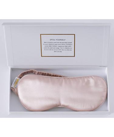 ZIMASILK 100% 22 Momme Pure Mulberry Silk Sleep Mask,Filled with 100% Mulberry Silk,Silk Wrapping Strap- Super Soft & Comfortable Sleep Eye Mask for Sleeping (Light Plum) Pink