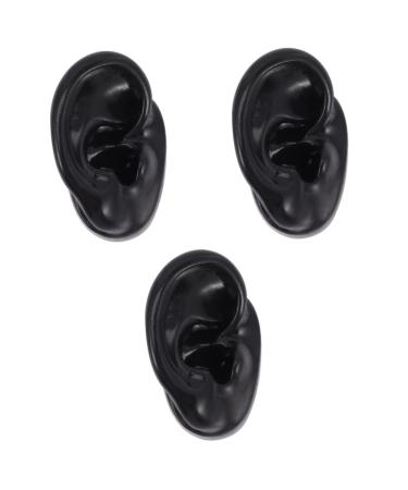 ULTECHNOVO 3pcs Artificial Ear Mold Maniquine Silcone Molds Fake Ear Display Sample Piercing Kit for Ears External Ear Model Silicone Ear Silicone Ear Model Silicone Ear Piercing Model 3D Blackx3pcs 1 Count (Pack of 1)
