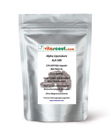 Alpha lipoic acid ala 270 softgel capsules 250mg antioxidants - best availability in the body because softgel capsules and new composition - without a magnesium stearate!