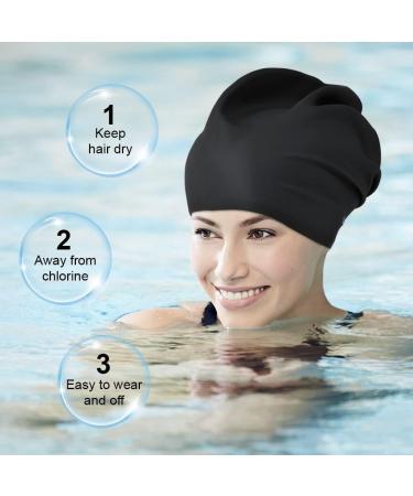 Amfun Extra Large Silicone Bathing Cap for Long Hair | Ideal for Dreadlocks Hair Extensions & Braids - Unisex Swim Cap - Buy Online on GoSupps.com