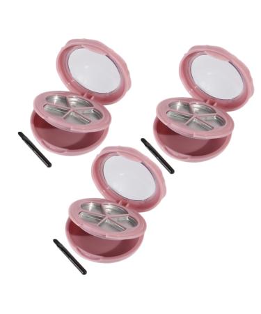 Housoutil 3pcs Lip Balm Containers Empty Pans Cosmetics Sample Containers Empty Eyeshadow Compact Eye Shadow 7*7cm Pink