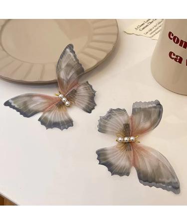Handmade Butterfly Hair Clips Set - Organza Wings & Pearl Barrettes for Women & Girls - Buy Online on GoSupps.com