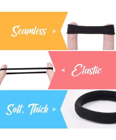 IKOCO Black Hair Ties for Thick Hair - 50 Pcs Seamless Ponytail Holder Bands for Women, Men, and Girls - No Damage Fabric Hair Ties - Buy Online on GoSupps.com
