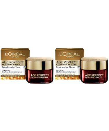 L'Or al Paris day care Age Perfect Extra-rich anti-aging facial care gnawing and tightening for very ripe and dry skin with manuka honey and calcium B5 50ml (pack with 2) 50 ml (2-pack) day day