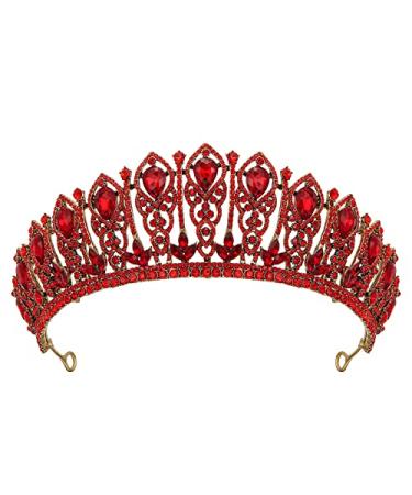 AW BRIDAL Red Tiaras and Crowns for Women  Queen Crown Headband for Prom Quinceanera Pageant Wedding Birthday  Red