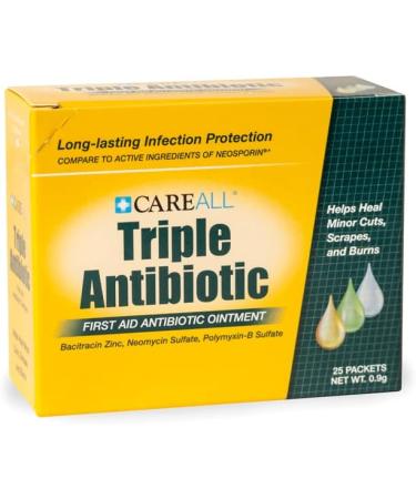 CareALL Triple Antibiotic Ointment 0.9gr Foil Packets - 25 Pack | First Aid for Scratches & Wounds | Prevents Infection | Compare to Leading Brand | 0.9 Gram - Buy Online on GoSupps.com
