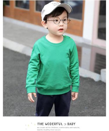 Taigood Boys Cotton Sweatshirt | Long Sleeve T-Shirt Pullover for Kids | Ages 1-7 | Green - Buy Online on GoSupps.com