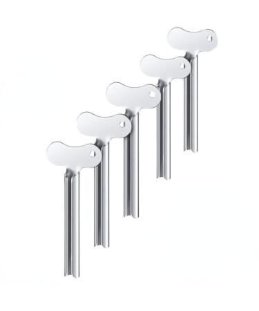 PETJOS 5pcs Stainless Steel Tube Roller Toothpaste Tube Squeezer Roll-up Key Dispenser