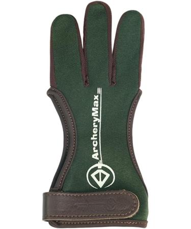 ArcheryMax Leather Archery Gloves - Green, Medium Size | Youth & Adult Beginner Finger Protector for Practice Shooting & Hunting - Buy Online on GoSupps.com