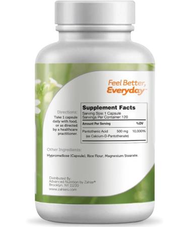 Zahler Pantothenic Acid - 120 Capsules - Buy Online on GoSupps.com