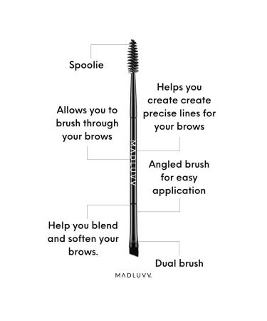 Duo Eyebrow Brush by Madluvv - Professional Angled Eye Brow and Spoolie Brush for Precision Makeup Application - Buy Online on GoSupps.com