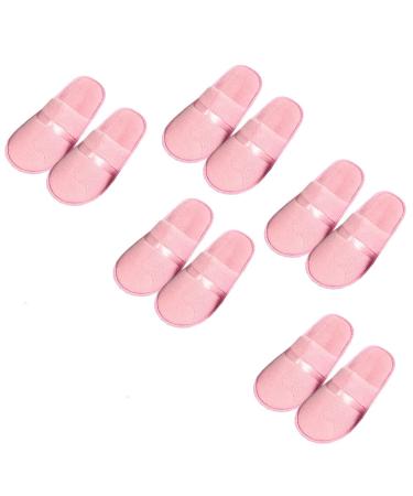 Tianmao 5 pairs of slipper hotels lipper tortier hip slippers with closed toes universal size 28.5 * 11cm coral fleece guest slippers for spa party guests hotel and travel unit size pink
