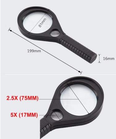 2.5X 5X Hand Held Large 75mm Distortion-Magnifier with Glass Lens for Reading and Inspection Fashion and Nature Better Life - Buy Online on GoSupps.com