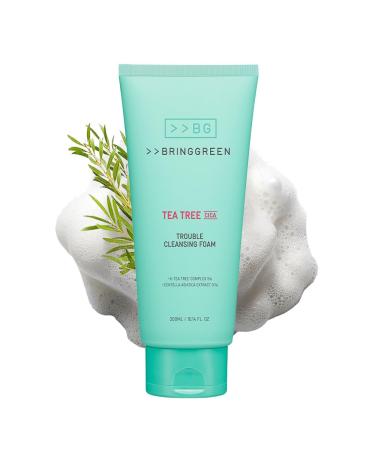 BRING GREEN Tea Tree Cica Trouble Cleansing Foam | Mild Cleanser for Exfoliation Removes Blackheads Whiteheads Facial Residue for Trouble Irritated Sensitive Skin (10.1 Fl. Oz. 300ml)