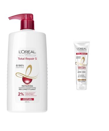 L'Oreal Paris Total Repair 5 Shampoo For Dry and Damaged Hair With Protein & Hair Expertise Total Repair 5 Protein Recharge Treatment 150 mL
