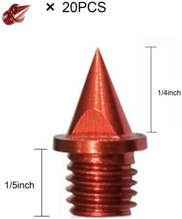 20 PCS 1/4 Inch Carbon Steel Track Spikes - Lightweight Sprinting Shoes Accessories - Red - Buy Online on GoSupps.com