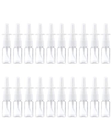 LIEISFEPER 20Pcs Spray Bottle Refillable Direct Injection Bottle Portable Plastic Nasal Spray Bottles Container for Home and Travel Use White (10ML)