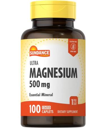 Magnesium 500mg | 100 Caplets | Vegetarian Non-GMO and Gluten Free Essential Vitamin Supplement | by Sundance - Buy Online on GoSupps.com