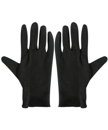 Beaupretty moisturizing eczema cotton gloves 12 pairs black cotton gloves for dry hands spa lotion gloves cosmetic gloves L