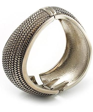 Avalaya Burn Silver Textured Bangle Hinged, Wavy Design - Buy Online on GoSupps.com
