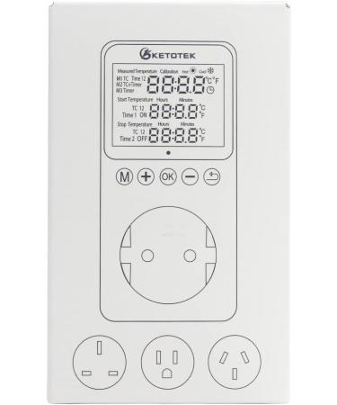 KetoTek Day Night Thermostat Socket | Digital Temperature Controller with 3m Sensor & Timer for Heating & Cooling | International Shipping Available - Buy Online on GoSupps.com