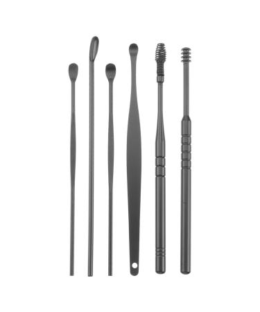 Healeved Cleaning Tools 2sets Scraper for Spoon Spiral Kids Tools Men Bag Earpick of Reusable Portable Black Wax Steel Ear Tool Removal Storage Cleaner Remover Home Picks with Stainless Cleaning Kits Black 11.5X2.7X1cm