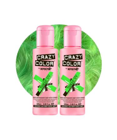 Crazy Color Vibrant Toxic UV Semi-Permanent Duo Hair Dye. Highly Pigmented Neon Green Conditioning & Oil Nourishing Vegan Formula | No Bleach or Ammonia | 200ml - Buy Online on GoSupps.com