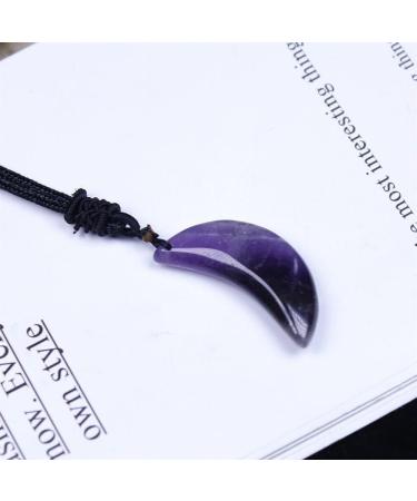 Amethyst Stone Natural Amethyst Crystal Quartz Moon Shape Pendant Reiki Stone Necklace 1pc Stone Mineral Specimen - Buy Online on GoSupps.com