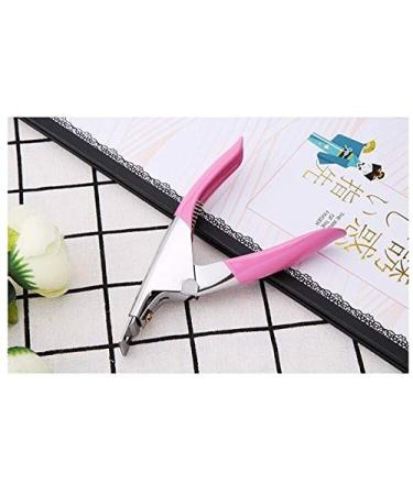 PSGS 2 Colors U-Shaped False Tips Trimmer Manicure Cutter Tool Stainless Steel Acrylic UV Gel False Nail Tip Clipper Scissors (Color : Pink)