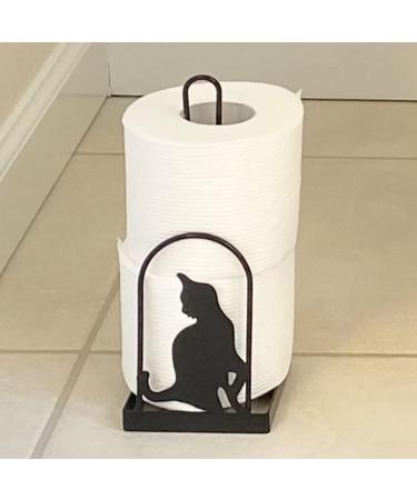 Evelots Kitty Cat Toilet Paper Holder - Free Standing Bathroom Space Saver (Black Metal) - Buy Online on GoSupps.com
