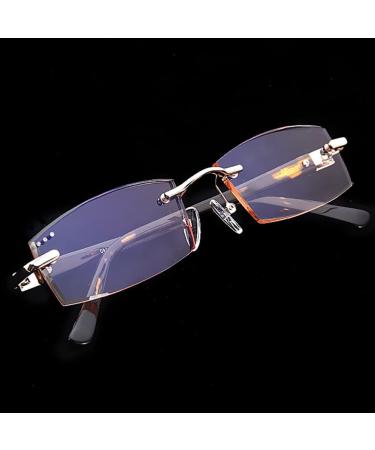 GHARAZ Diamond Cut Edge Blue Light Filter Reading Glasses for Women & Men - Frameless Fashion Computer Readers - Brown (Size: 1.5+) - Buy Online on GoSupps.com