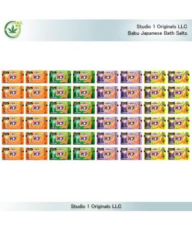 Japanese Onsen Babu Carbonated Bath Powders Assortment Pack - 48 Packets, 4 Aroma Varieties - Relaxing Aromatherapy Bath Salts for Muscle Pain Relief - Buy Online on GoSupps.com