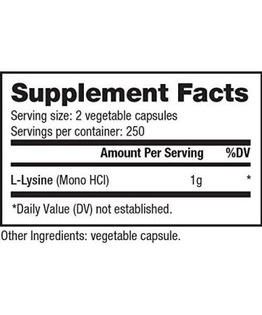 NutraBio L-Lysine (500mg) - 500 Vegetable Capsules - Pure Grade Amino Acid for Immune Support - Non-GMO, Gluten-Free, Vegan - Buy Online on GoSupps.com
