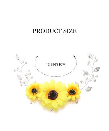 Unicra Sunflower Jewelry | Wedding Hair Accessories | Silver Leaf Bridal Headdress & Pearls for Brides & Bridesmaids - Buy Online on GoSupps.com